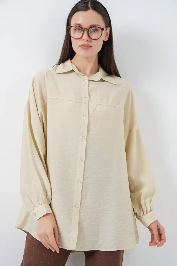 Women's Long Oversize Shirt 5965 - Ecru