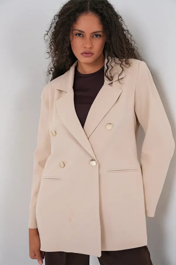 Veste blazer croisée pour femme 0722 - Crème