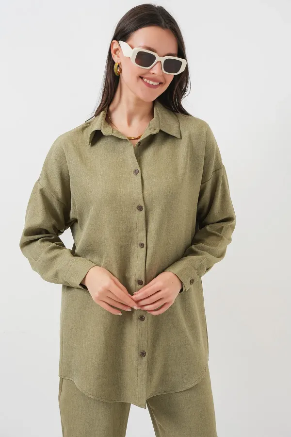 Ensemble deux pièces en lin 6622 - Vert clair