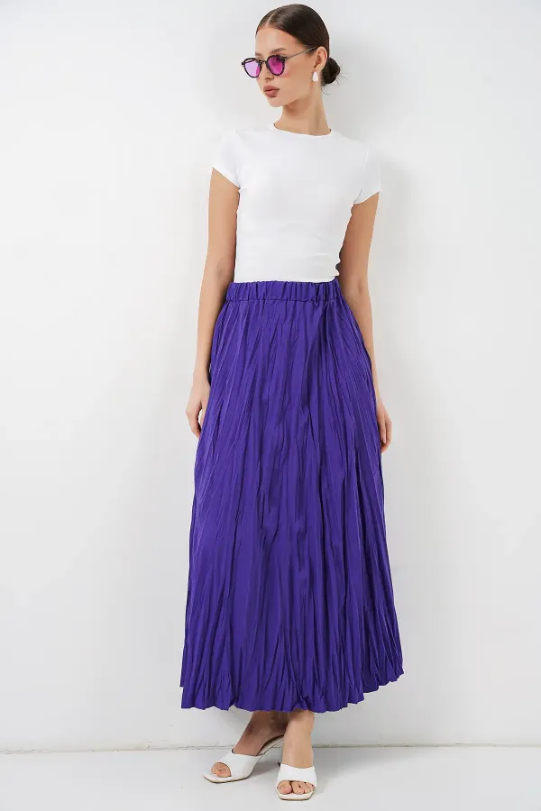 Jupe longue froissée pour femme 8042 - Violet