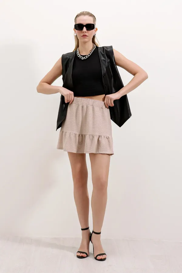 Jupe courte tricotée 1884 - Beige