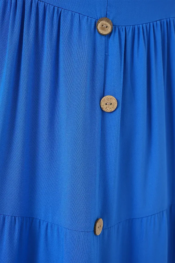 Robe courte boutonnée sans manches pour femme 2571 - Bleu marine