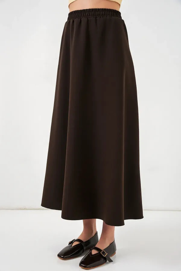 Jupe longue pour femme avec taille élastique 8072 - Marron