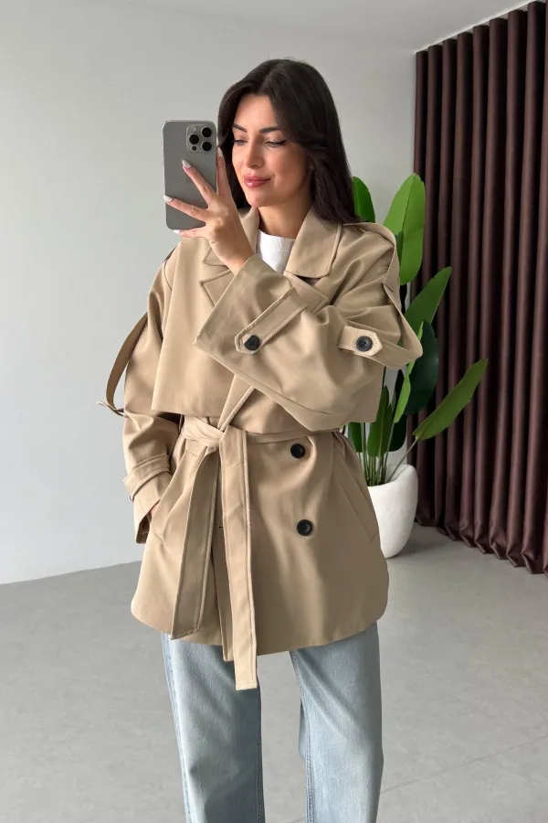 Women's Biscuit Premium Midi Length Lined Cashmere Coat HZL25W-BD191571