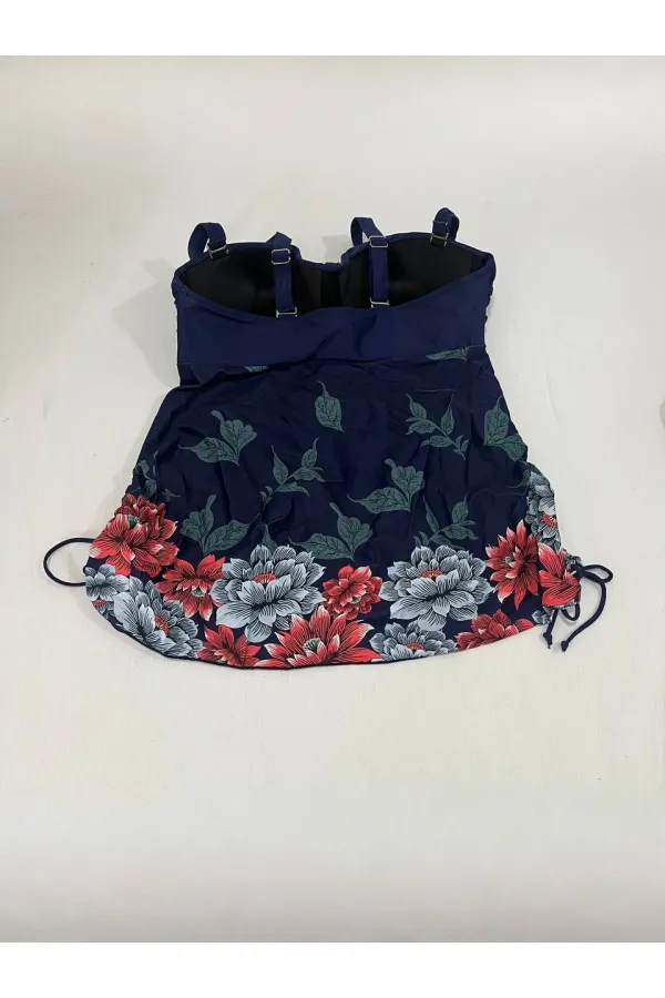 Robe tankini bleu marine à motifs floraux pour femme, modèle HZL24S-LC4009