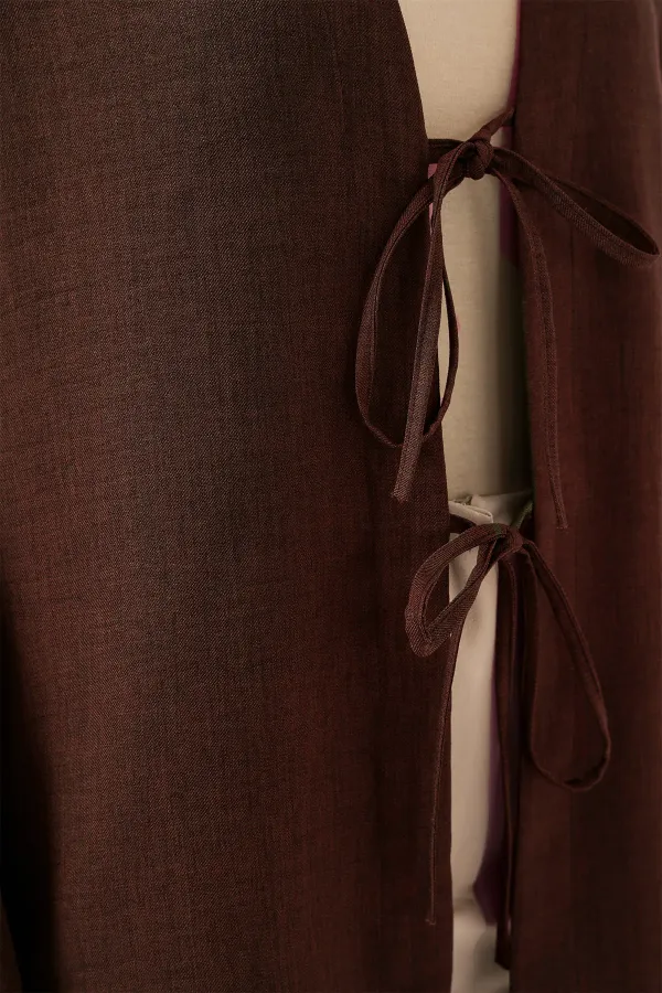 Kimono hijab en lin 5968 - Marron