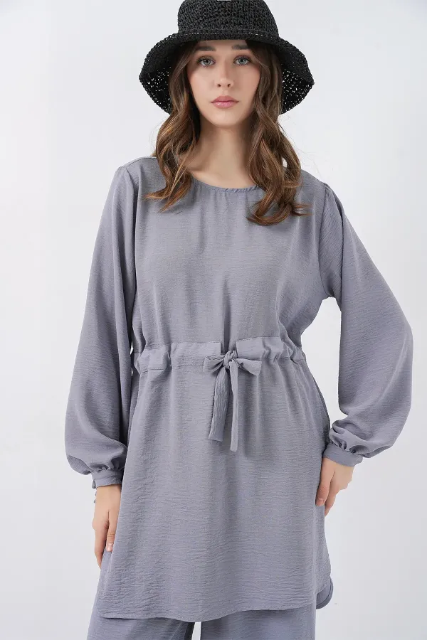 Women's Long Tunic and Pants Two-Piece Set 6719 - Grey