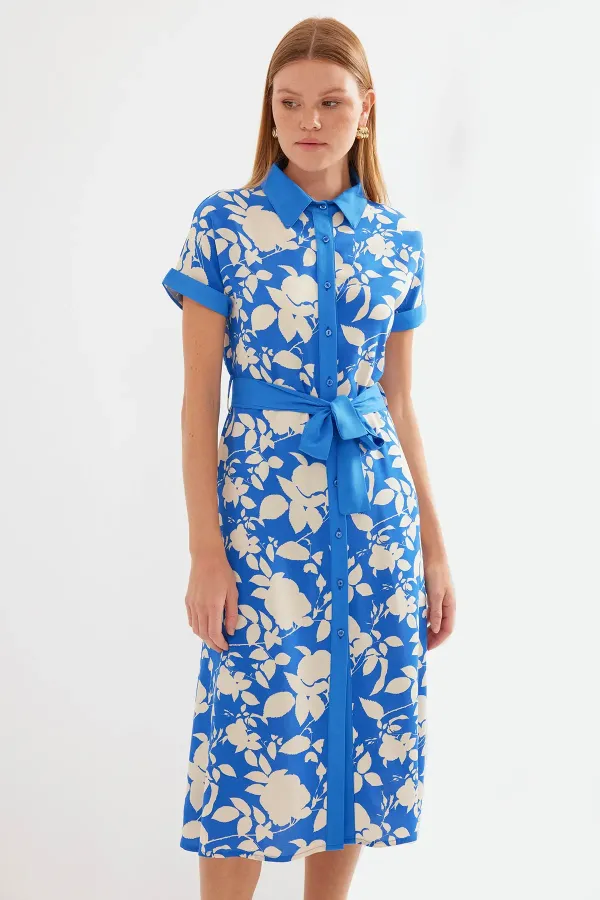 Robe-chemise à motifs 2455 - Bleue