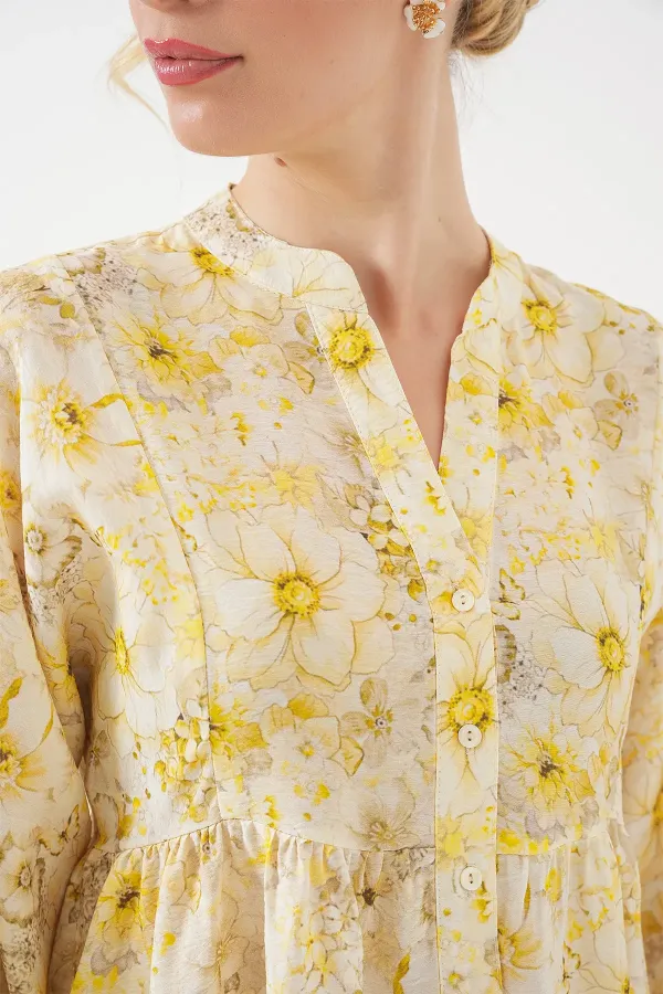 Robe hijab à motifs pour femme 2583 - Jaune
