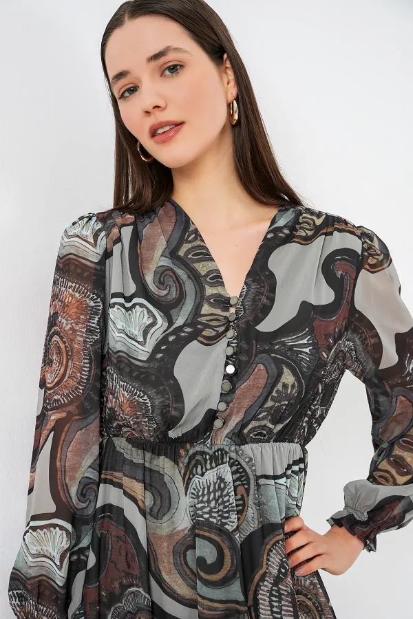 2137 Robe en mousseline à motifs - C. Çağla