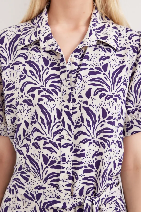 2213 Kısa Kol Viskon Elbise - F.Lacivert