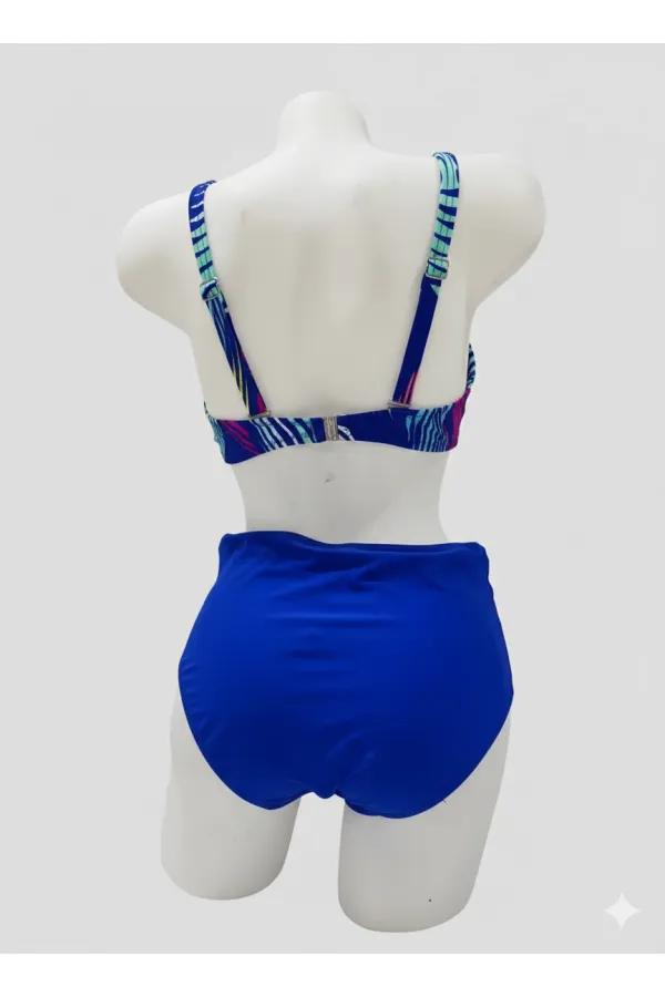 Ensemble bikini doublé bleu multicolore grande taille pour femme HZL25S-LC21202