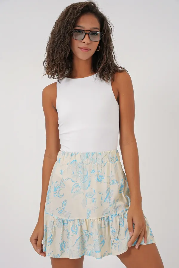 Jupe courte tricotée 1884 - Taille M, couleur crème