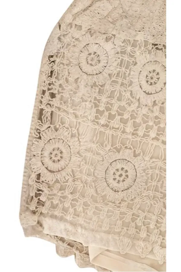 Kadın Bej Beli Lastikli Astarlı Kroşe Şort HZL25-LC251