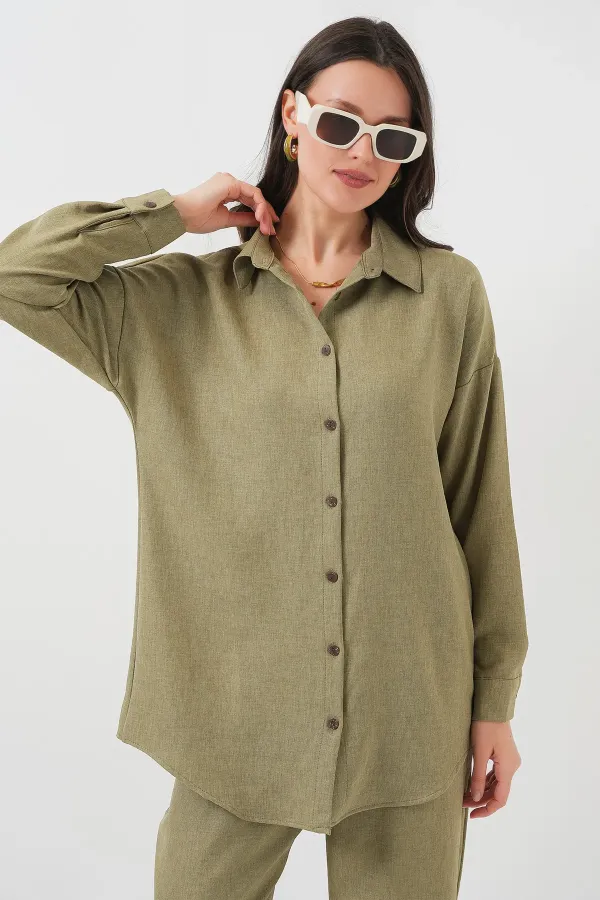 Ensemble deux pièces en lin 6622 - Vert clair