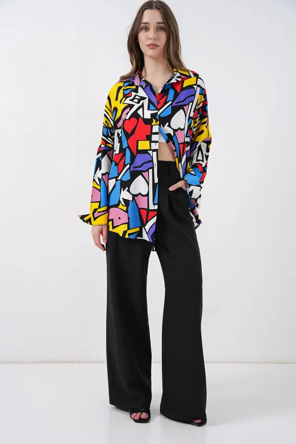 3721 Graphic Pattern Shirt - Black