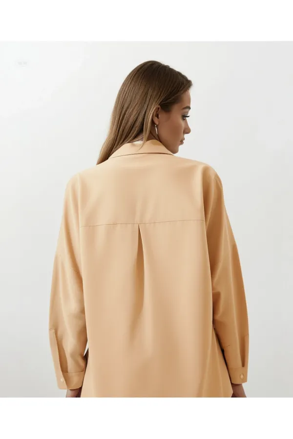 Women's Biscuit Oversize Long Basic Shirt HZL22W-BD139001
