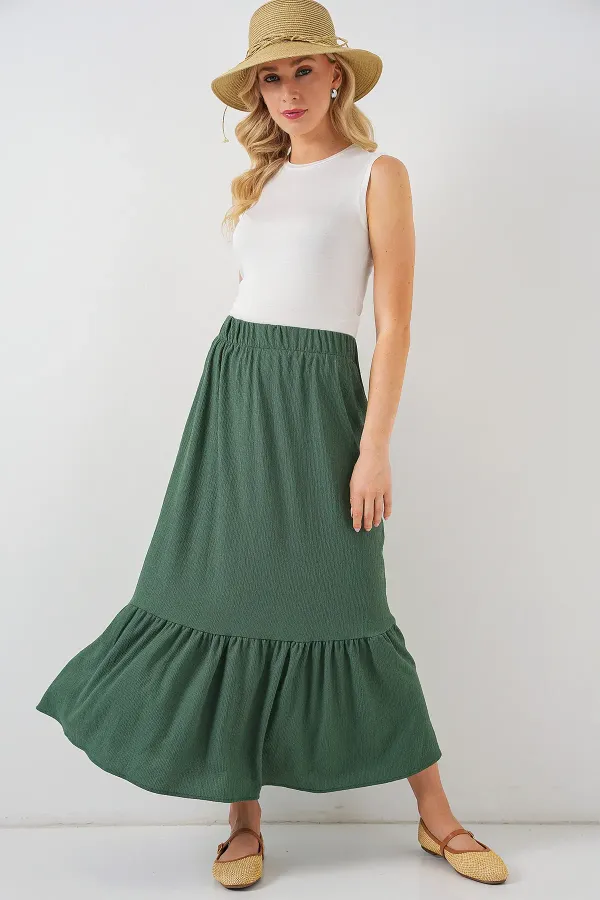 1886 Long Knitted Skirt - Emerald Green