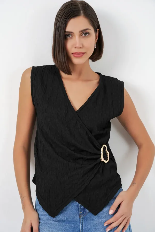 Women's Sleeveless Knitted Blouse 988 - Black