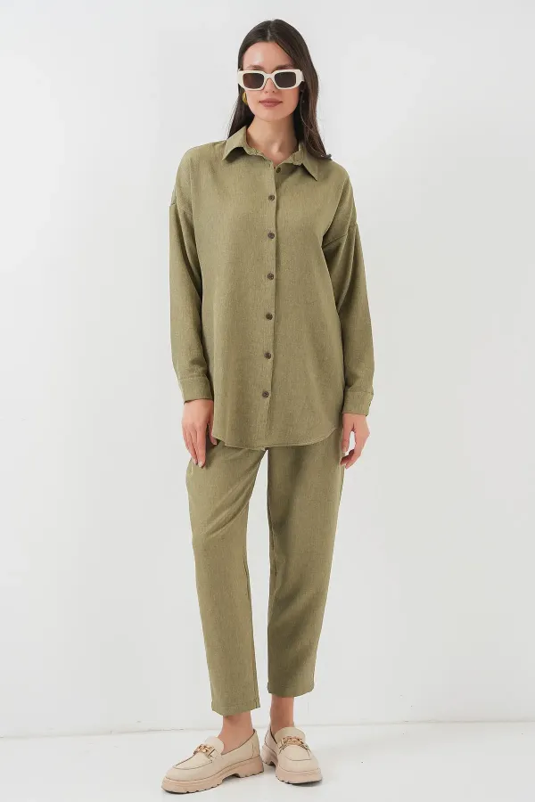 Ensemble deux pièces en lin 6622 - Vert clair