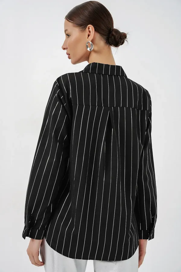 Women's Foil Patterned Shirt 20253 - A.Black