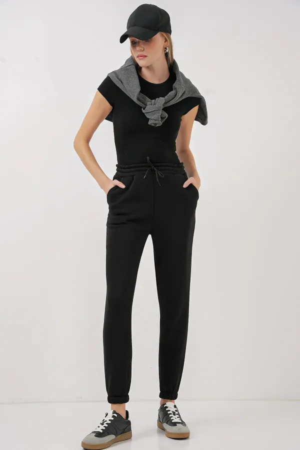 Pantalon de survêtement 55450 à trois fils - Noir