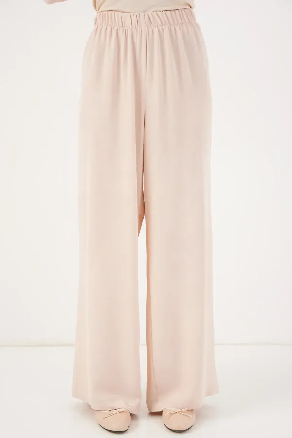 Ensemble deux pièces pour femme : tunique et pantalon à lacets sur le devant, réf. 6744 - Crème