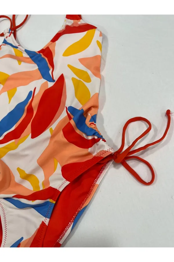 Women's Multicolored Tropical Print Lined Swimsuit HZL25S-AR1823