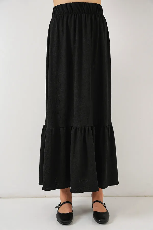 1886 Uzun Örme Etek - Siyah