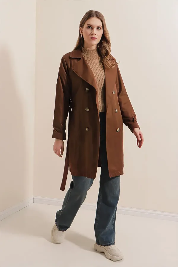 Trench-coat court croisé 5864 - Marron