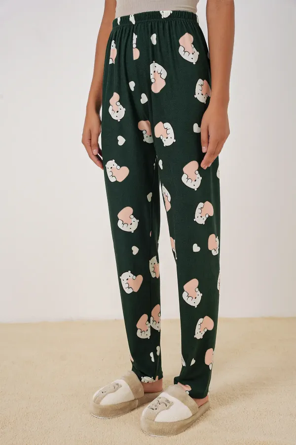 4323 Patterned Pajama Bottoms - Y. Emerald