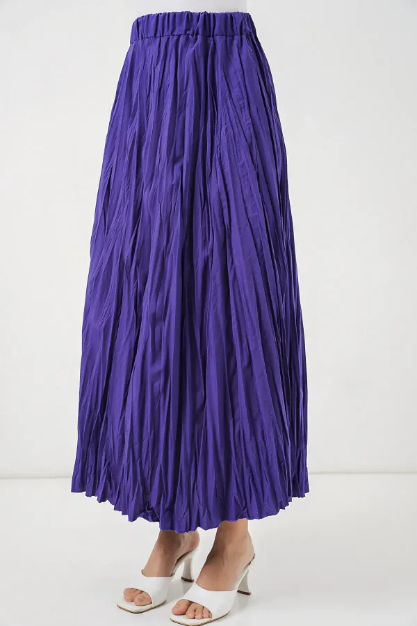 Jupe longue froissée pour femme 8042 - Violet