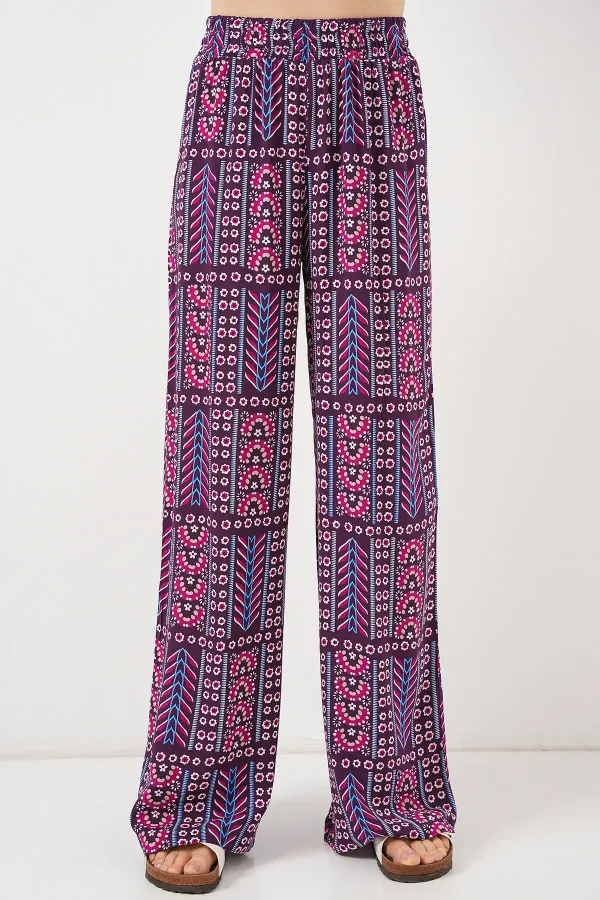 Pantalon en viscose à motifs pour femme 6749 - Violet