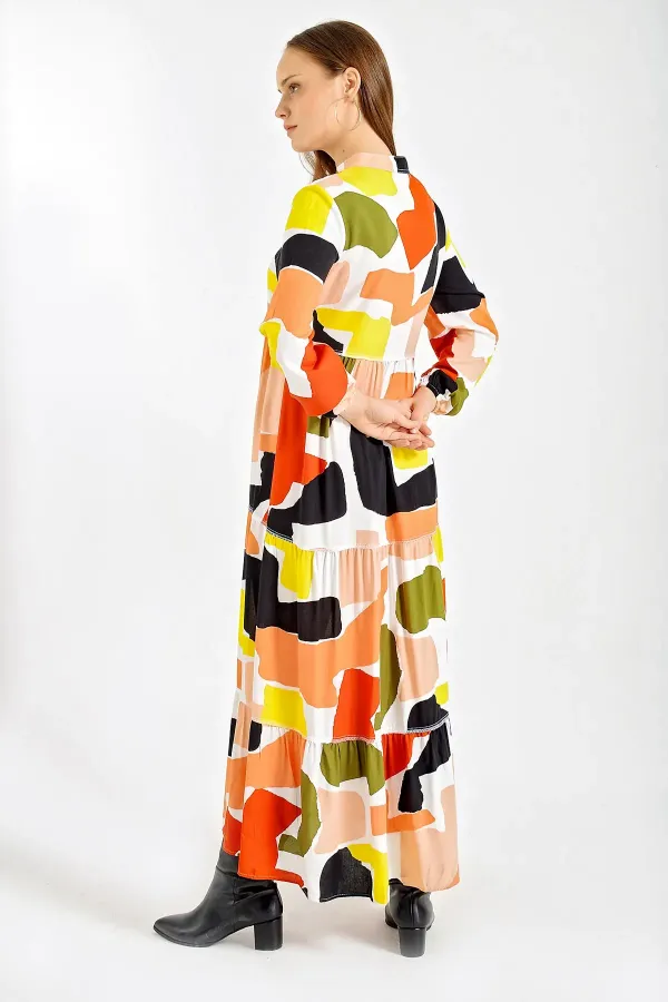 1627 Collar-Tie Hijab Dress - Saffron