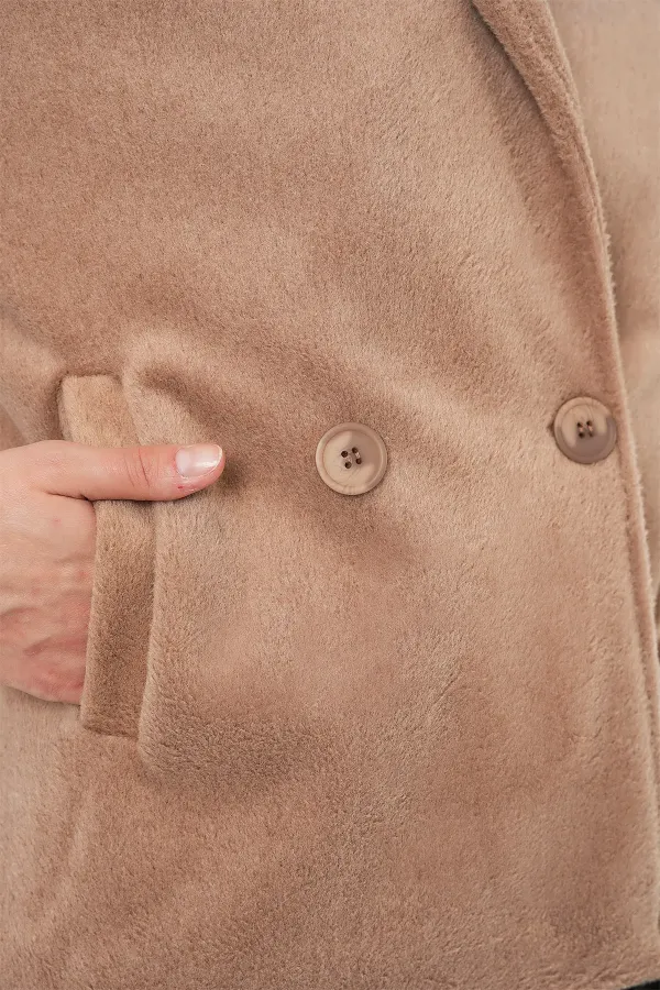 Veste courte en cachemire pour femme 0725 - Biscuit