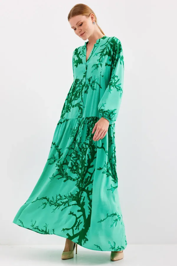 Robe hijab en viscose vert foncé pour femme 2423