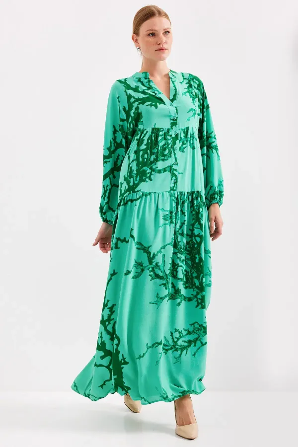 Robe hijab en viscose vert foncé pour femme 2423