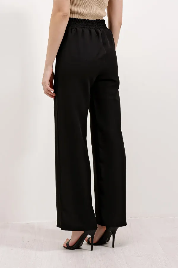 6633 High Waist Wide Leg Trousers - Black