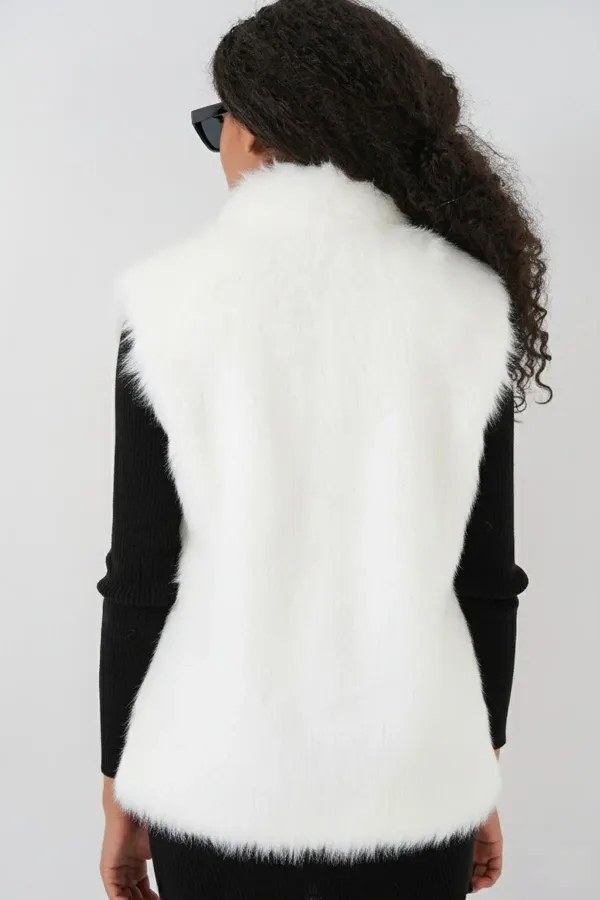 Gilet en fourrure pour femme 6804 - Blanc