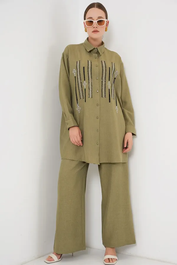 Ensemble deux pièces tunique et pantalon à motifs 6720 - Çağla