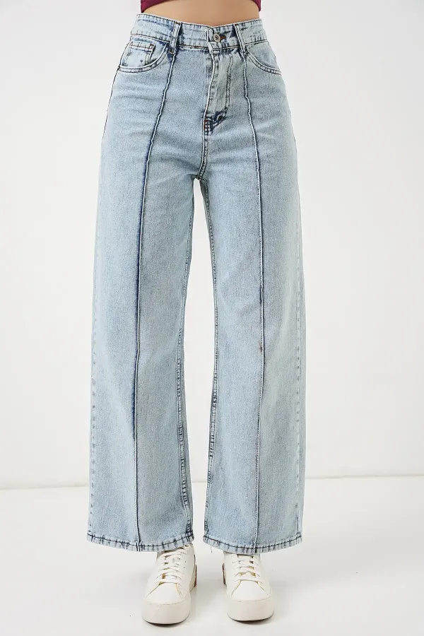 Women's High-Waisted Jeans 30082 - Blue