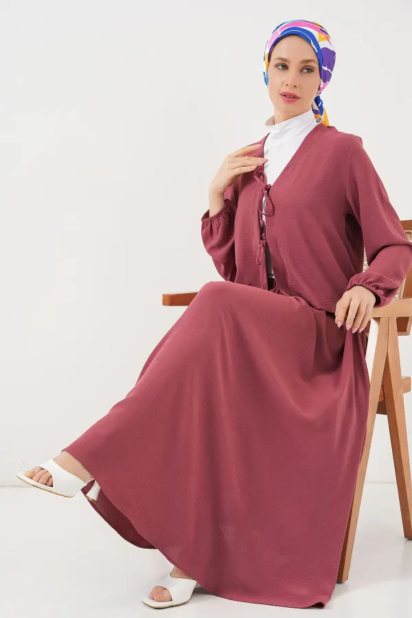 Ensemble deux pièces jupe kimono Ayrobin pour femme 8047 - Rose