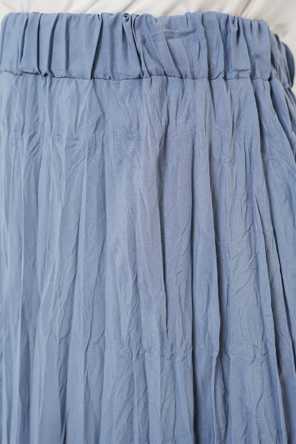Jupe longue froissée pour femme 8042 - Indigo
