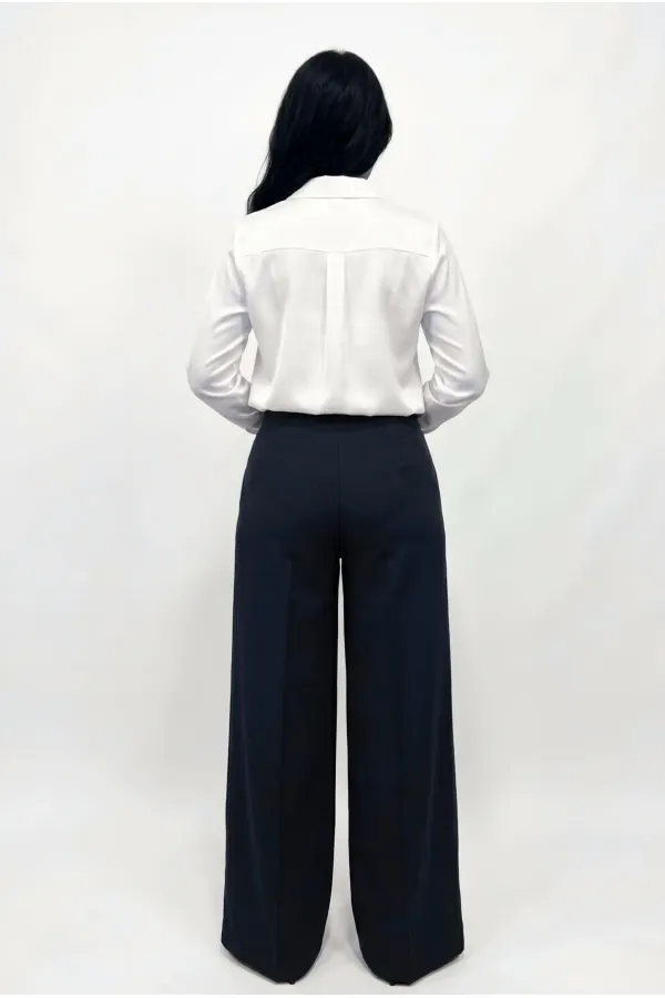 Women's Navy Blue Plus Size Shaping Palazzo Pants HZL26S-ZSS120211 Women's Navy Blue Plus Size Shaping Palazzo Pants HZL26S-ZSS120211