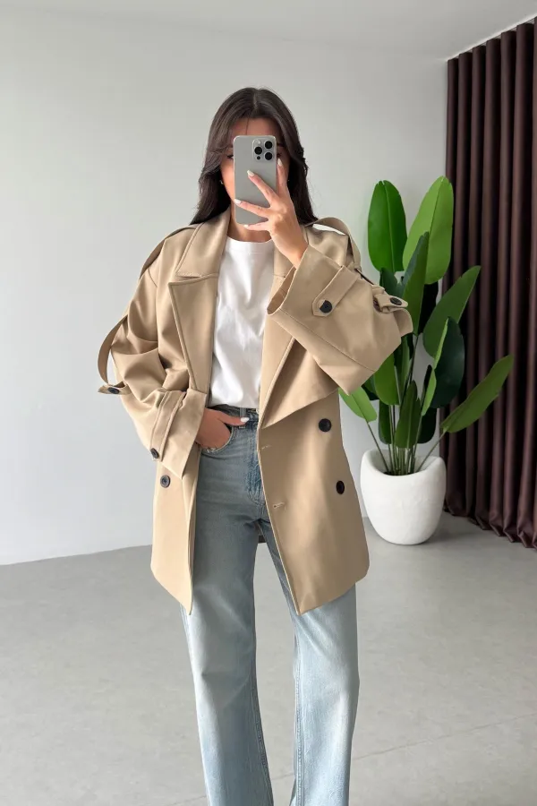 Women's Biscuit Premium Midi Length Lined Cashmere Coat HZL25W-BD191571