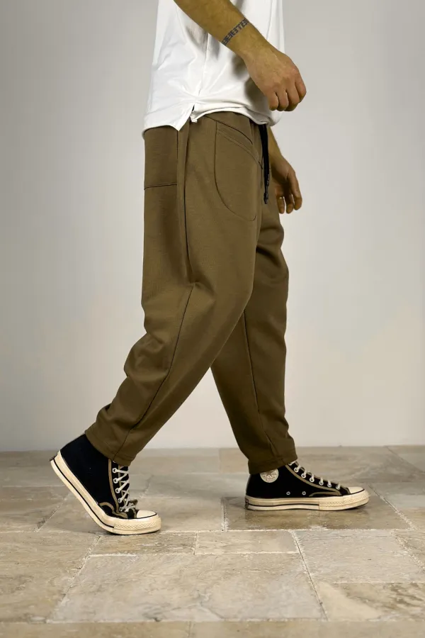 Pantalon de survêtement coupe droite à poches pour homme, noué en corde de pierre, HZL24S-MXC8942-021