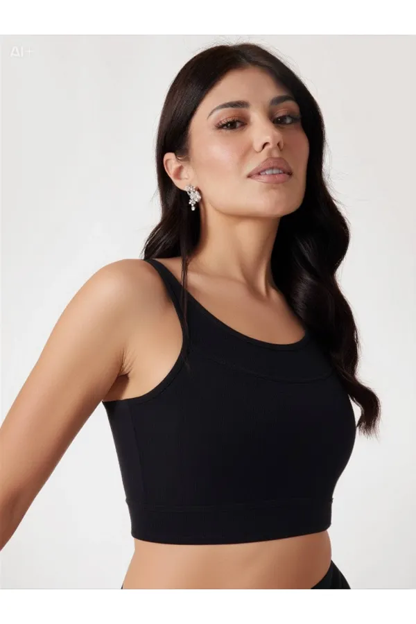 Women's Black Shorts Bustier Shiny Fabric Swim Bikini Set HZL23S-AR17541