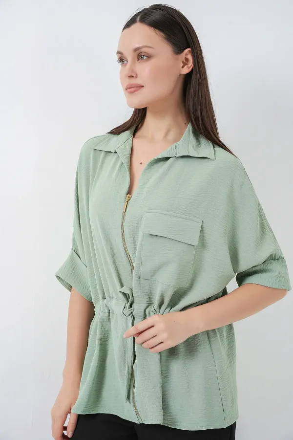 Women's Zip-Up Shirt 0721 - Mint