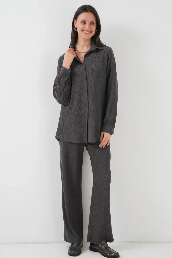 5858 Knitted Two-Piece Set - Anthracite