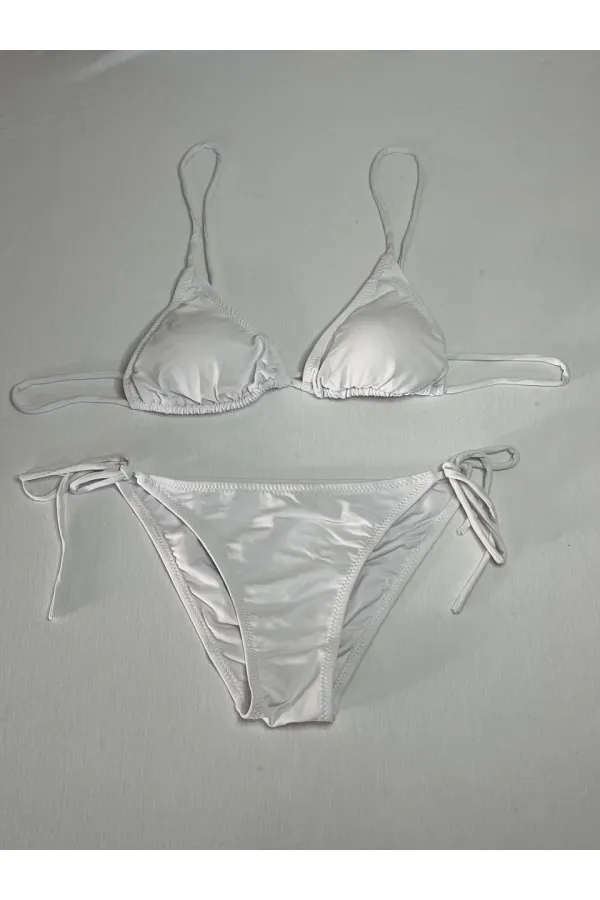 Ensemble bikini triangle blanc dos nu pour femme HZL25S-LC5005